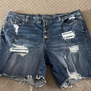 Maurices Blue Ripped Jean Shorts